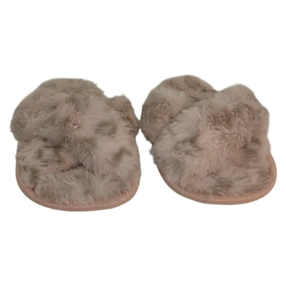 Girls Faux Fur New Light Purple and Gray Slippers - Size: 13T